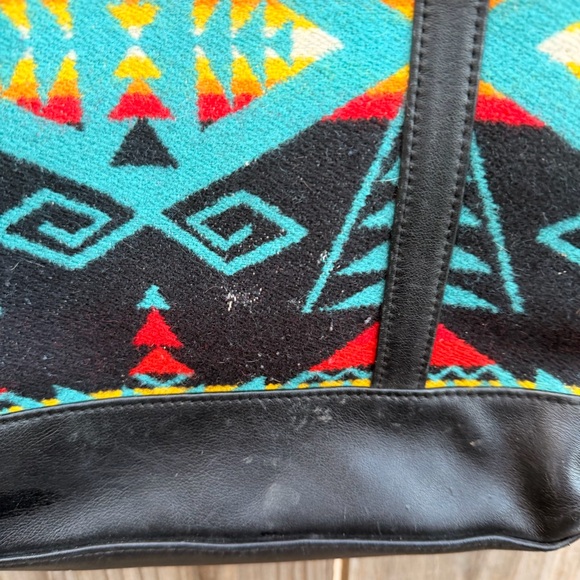 Pendleton Southwestern Tribal Aztec Navajo Print Tote Bag Purse Wool - Picture 9 of 14